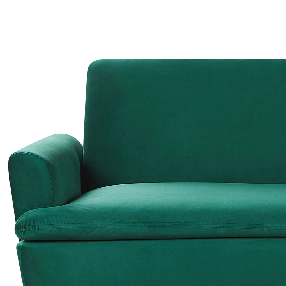 Divano Letto in Velluto Verde Scuro 3 Posti Click Clack Gambe In Metallo Dorato