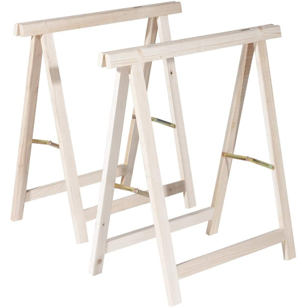 COPPIA CAVALLETTI PIEGHEVOLE CAVALLETTO IN LEGNO ABETE 75x75cm VERDELOOK 622/0