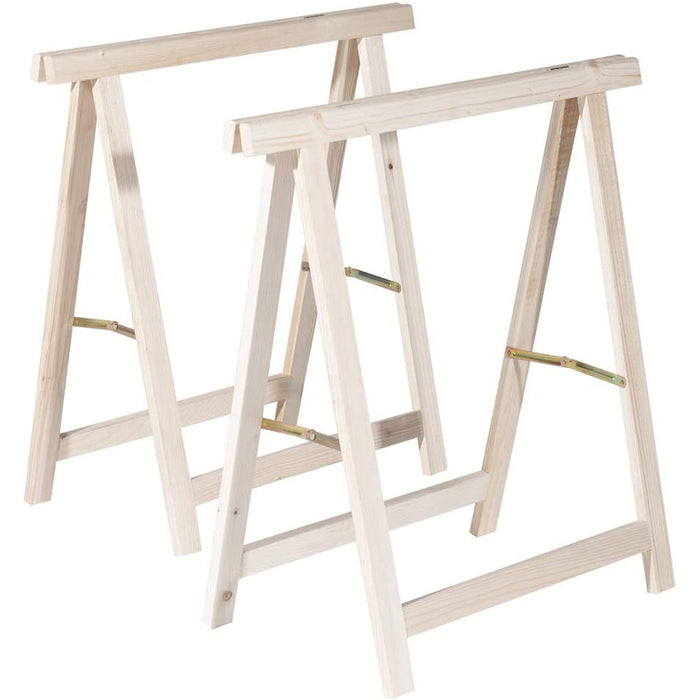 COPPIA CAVALLETTI PIEGHEVOLE CAVALLETTO IN LEGNO ABETE 75x75cm VERDELOOK 622/0