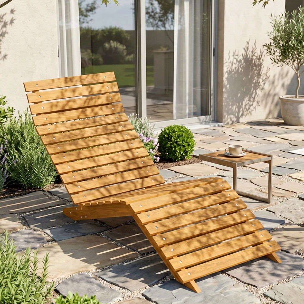 Lettino prendisole ¨C zephmum ¨C legno massello marrone 66x170x77 cm