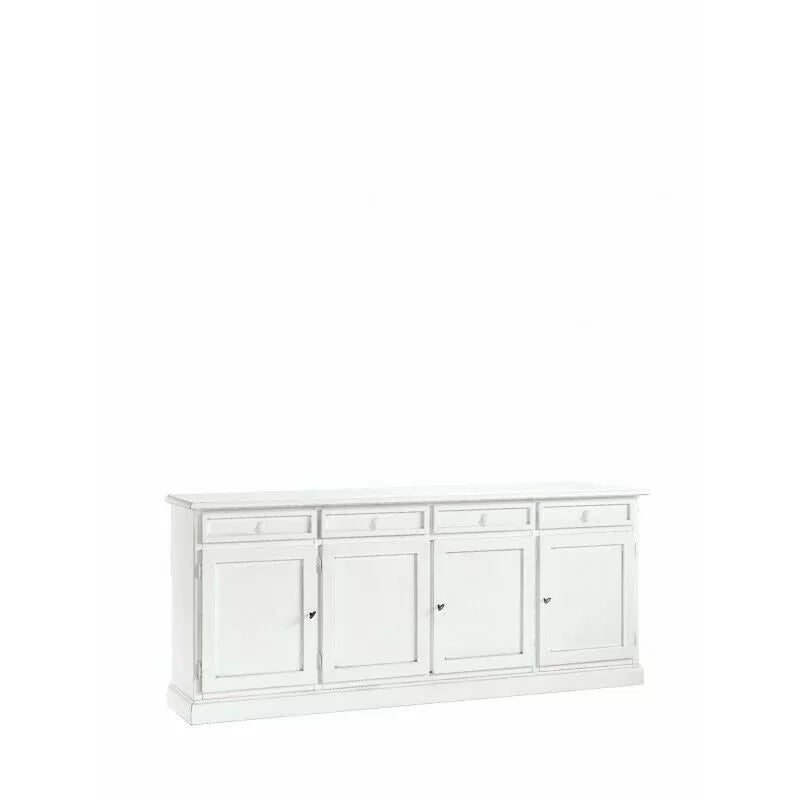 Madia credenza arte povera 4 porte legno bianco 205x42x86 (1380) - Mobili 2G