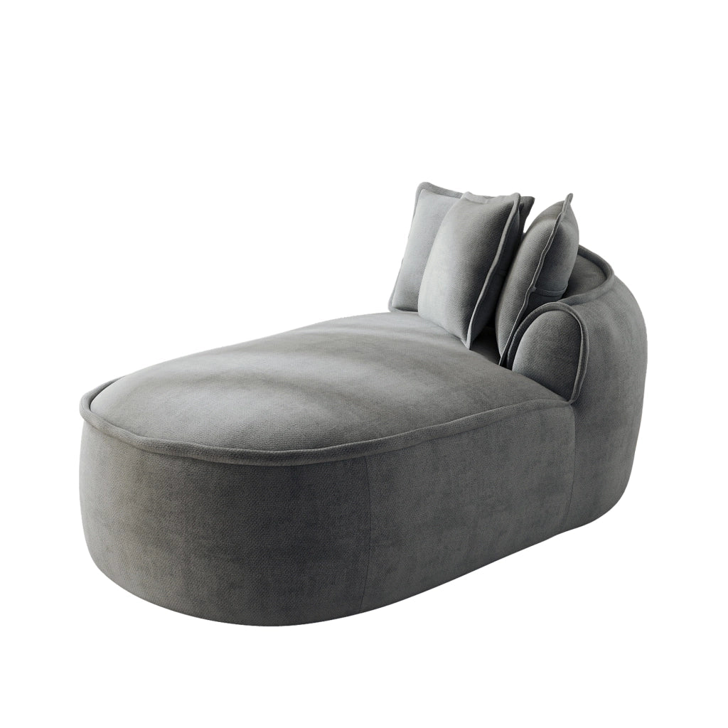 Chaise longue grigia in ciniglia 164 x 92 x 67 cm modulare trasformabile