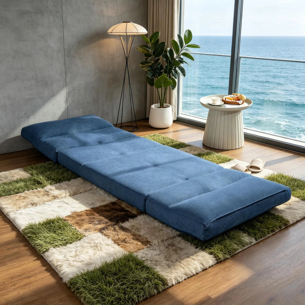 POLTRONA Reclinabile da pavimento 70x72x56 cm Blu in poliestere