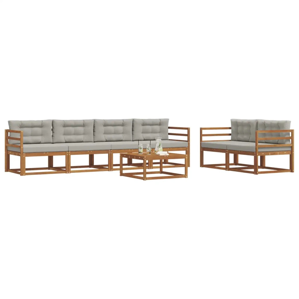 Set di divani da esterno 7 pcs Grigio Naturale e Chiaro 3367214