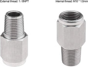 Adattore 1/8NPT a M10x1.0 - Riduttore di manometro - Unione in acciaio inossidabile - Connessore a U - Adatto per olio e gas - Pezzo di transizione per applicazioni automobilistiche