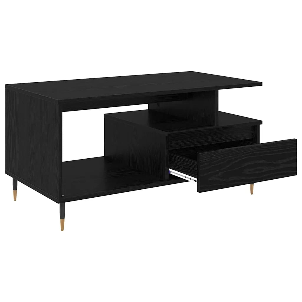 Tavolino da salotto con cassetto Rovere Nero 90 x 49 x 45 cm 882707