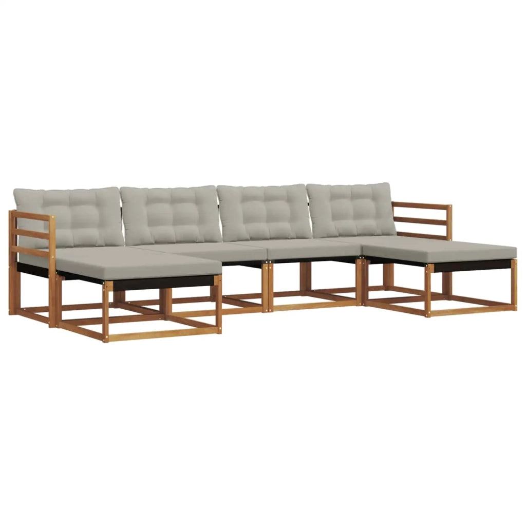 Set di divani da esterno 6 pcs Grigio Naturale e Chiaro 3369710