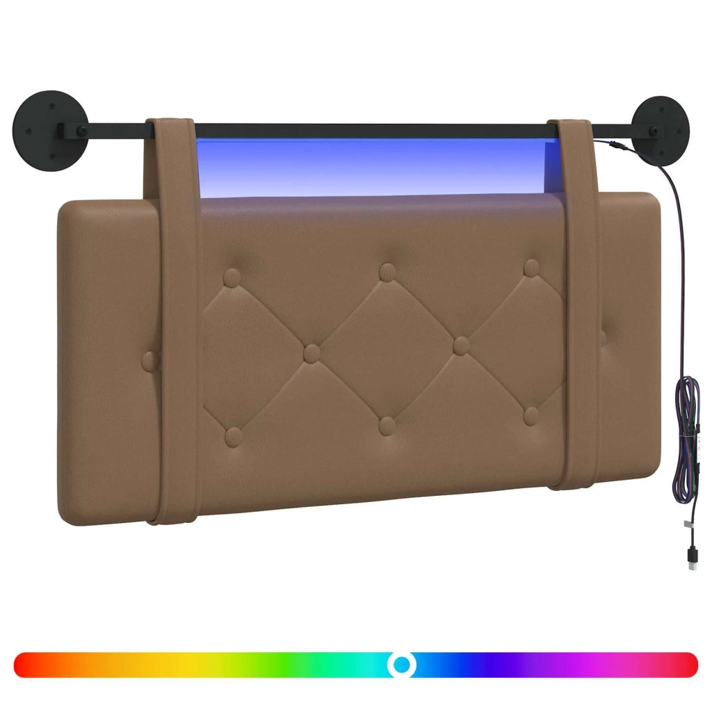 Testiera sospesa Con luce LED Cappuccino Similpelle