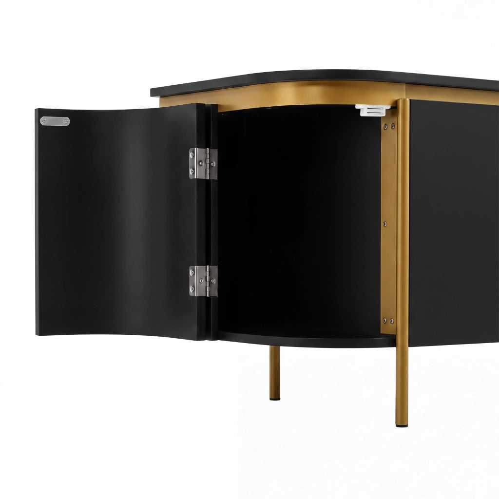 Mobile TV 180x38x46 cm con 6 ante e passacavi in MDF nero