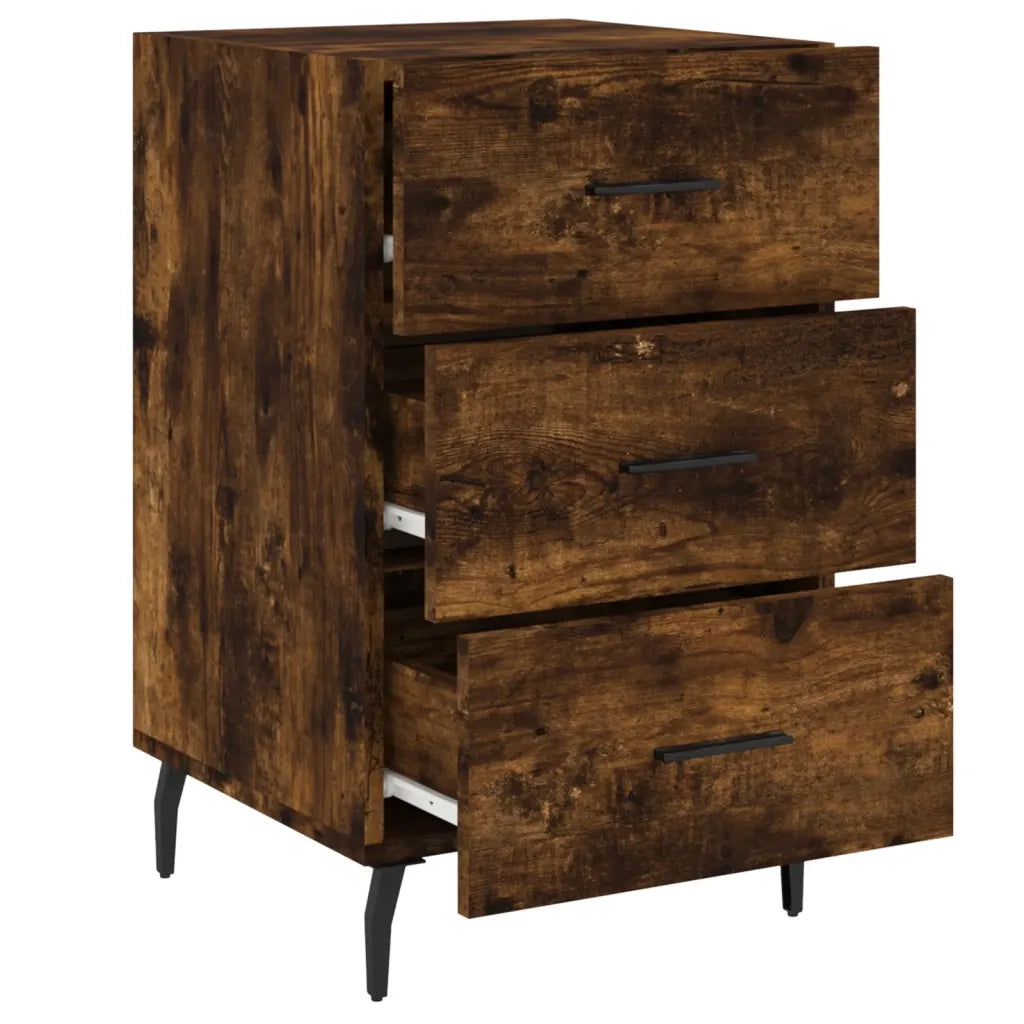 Comodino | Armadio da Notte | Mobiletto da notte Rovere Fumo 40x40x66 cm in Legno Multistrato