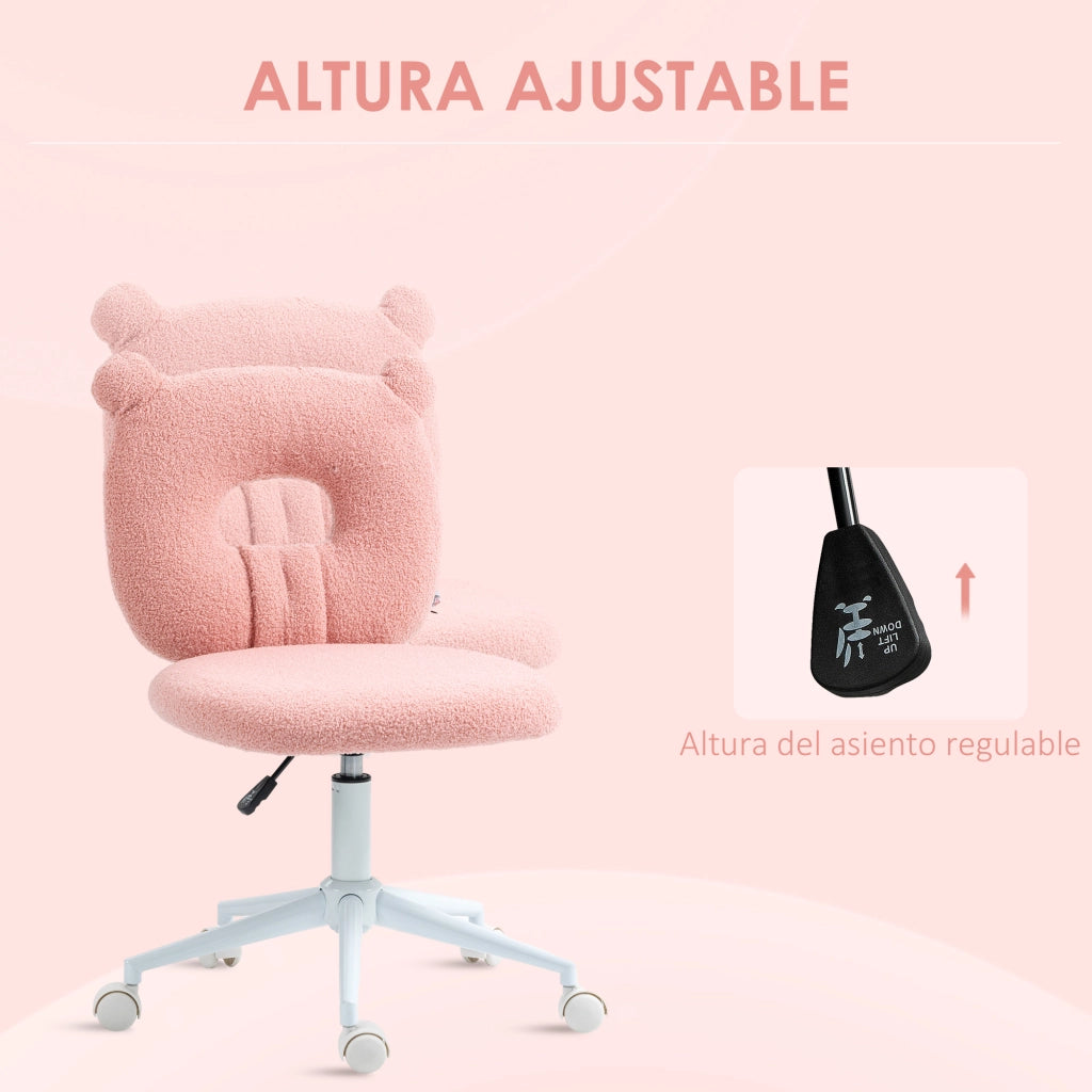 Sedia per bambini con schienale a forma di orso e seduta regolabile in altezza ¨C zephmum ¨C rosa