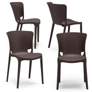 Set 4 sedie in polipropilene JUMBO, 100% MADE IN ITALY, impilabile, resistente ai raggi UV, design moderno, ideale per sala da pranzo, cucina, sala d’attesa, bar, ristoranti o giardino, colore Marrone