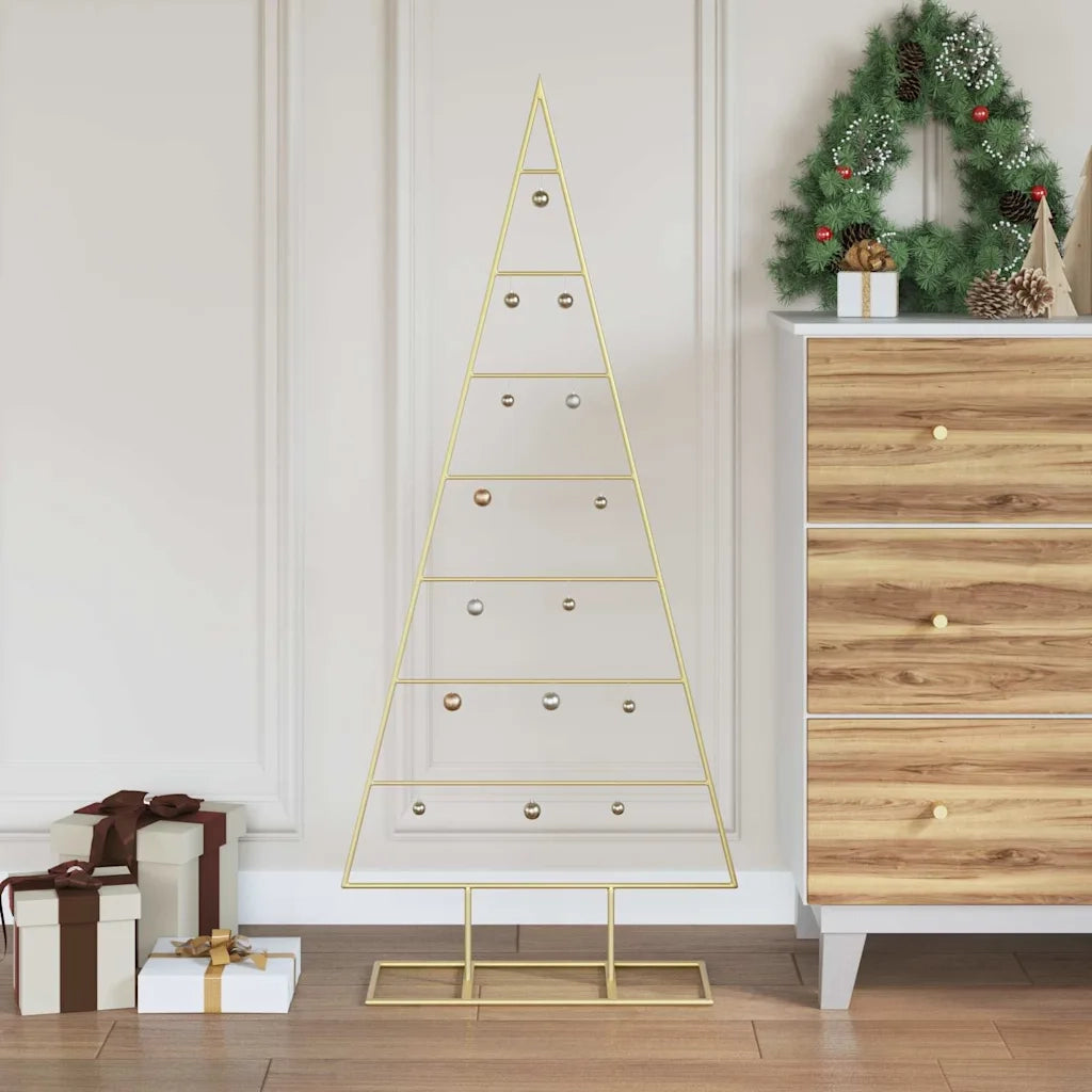 Albero di Natale | Decorazioni natalizie in metallo con supporto Oro 125 cm