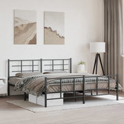 Giroletto con Testiera e Pediera-Struttura Letto Metallo Nero 183x213 cm 602848