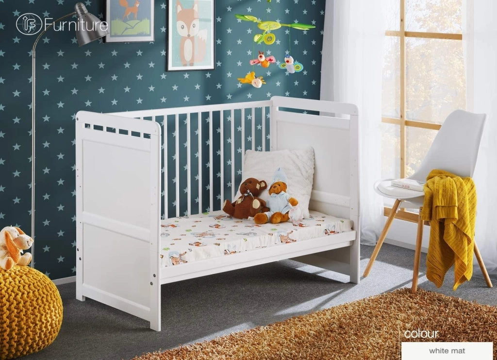 Lettino Culla 3 posizioni Cm 124 x 67 x 57H colore Bianco