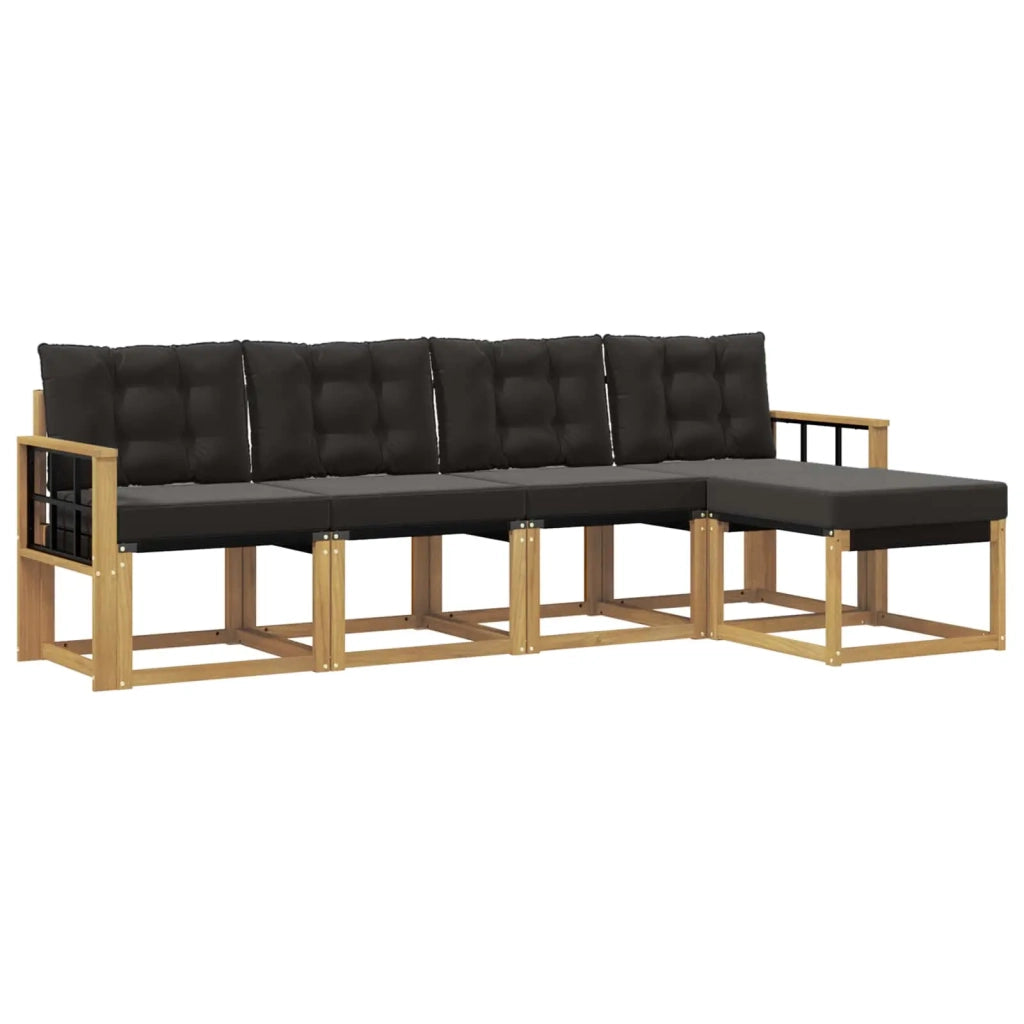 Set di divani da esterno 5 pz Bianco e Nero 3389386