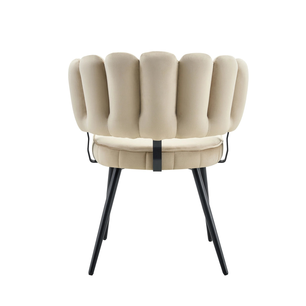 Set di 2 sedie da pranzo in velluto con schienale a fiore e gambe in metallo nero