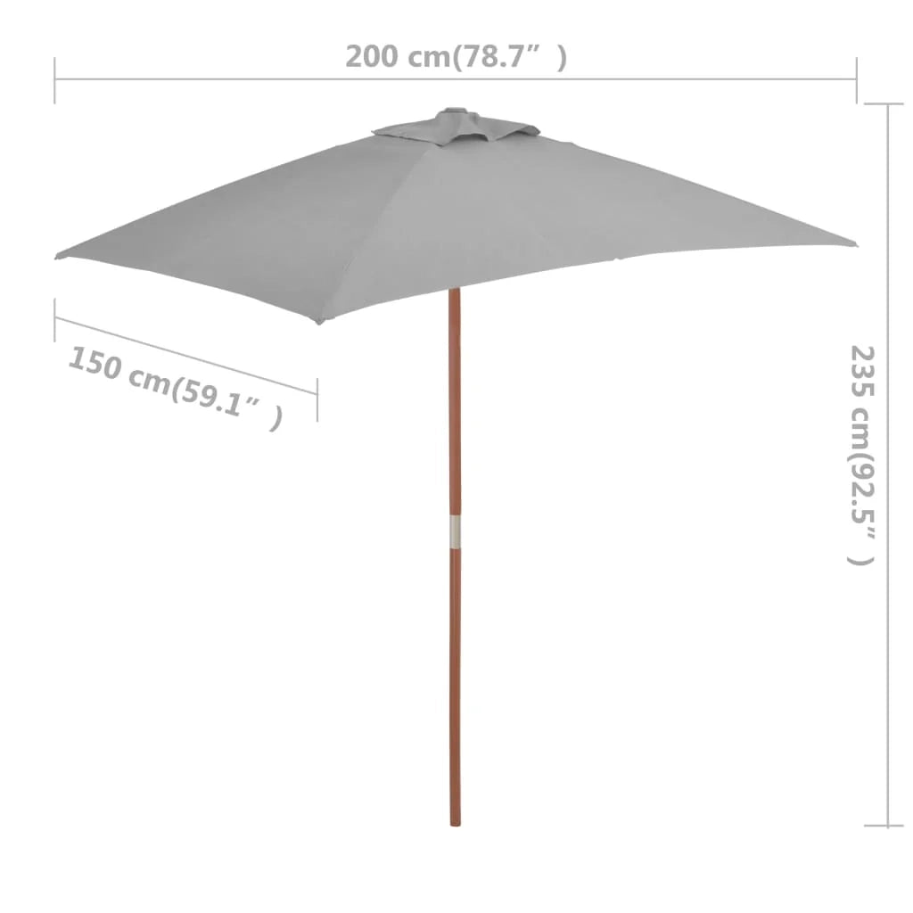 Ombrellone con palo in legno 150 x 200 cm antracite 02_0008109