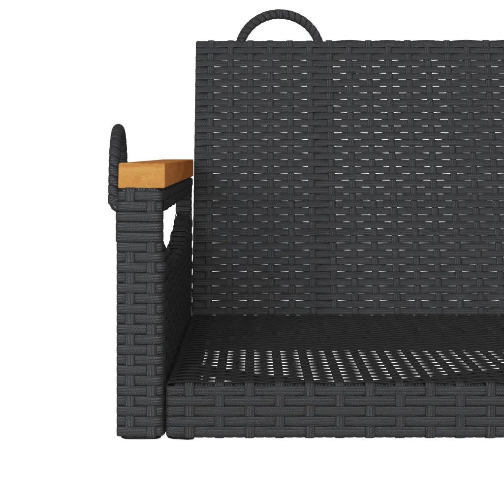 Panca da Giardino | Panchina Dondolo Nera 109x62x40 cm in Polyrattan