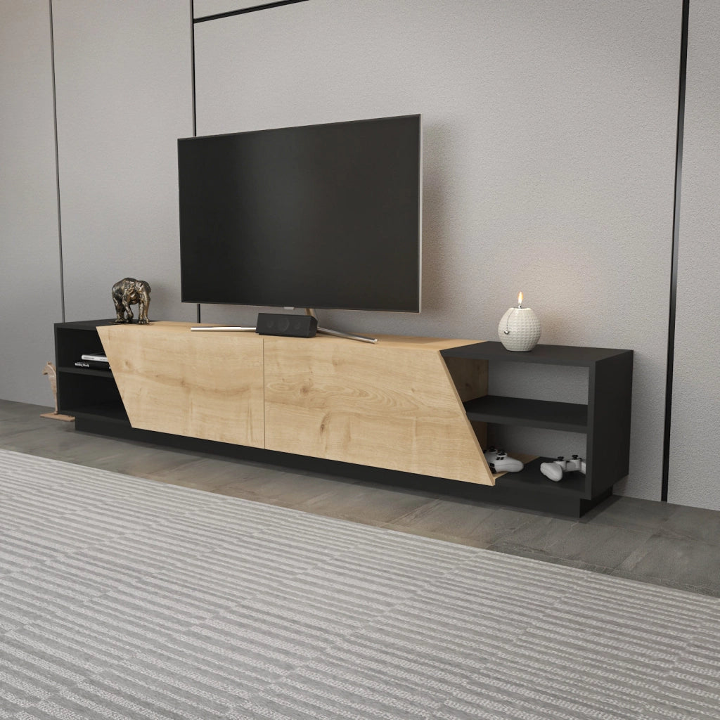 Porta TV in legno "Rhodes" - 240 x 37 x 47 cm - Beige