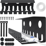 Tray per gestione cavi sotto il tavolo - cassetta per gestione dei cavi in metallo - organizzatore per cavi per PC per ufficio - nero - 401 x 12 x 12 cm - Raceway - set da 2 pezzi