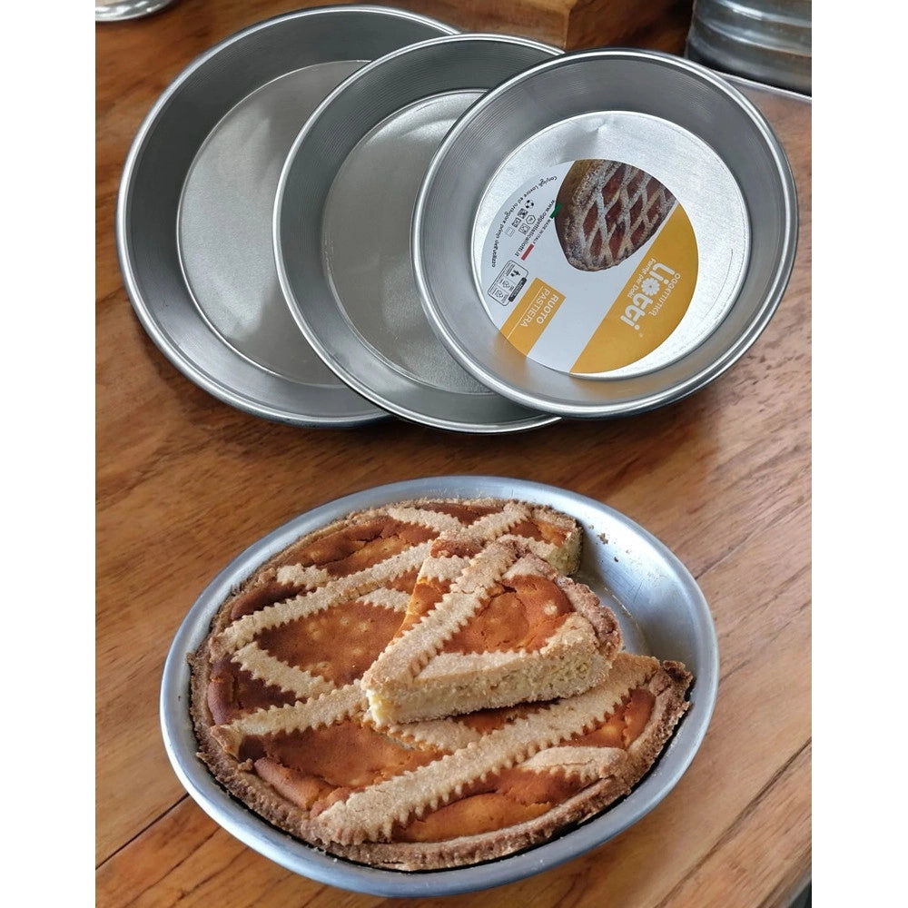 Trade Shop - Tris Teglie Ruoti Per Pastiera Crostata Dolci Tradizionali Stampo In Alluminio 22-26-30cm -