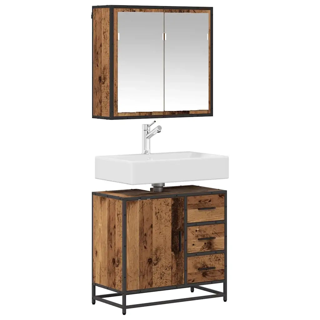 vidaXL Set di mobili per il bagno 2 pcs Legno vecchio 65 x 33 x 60 cm