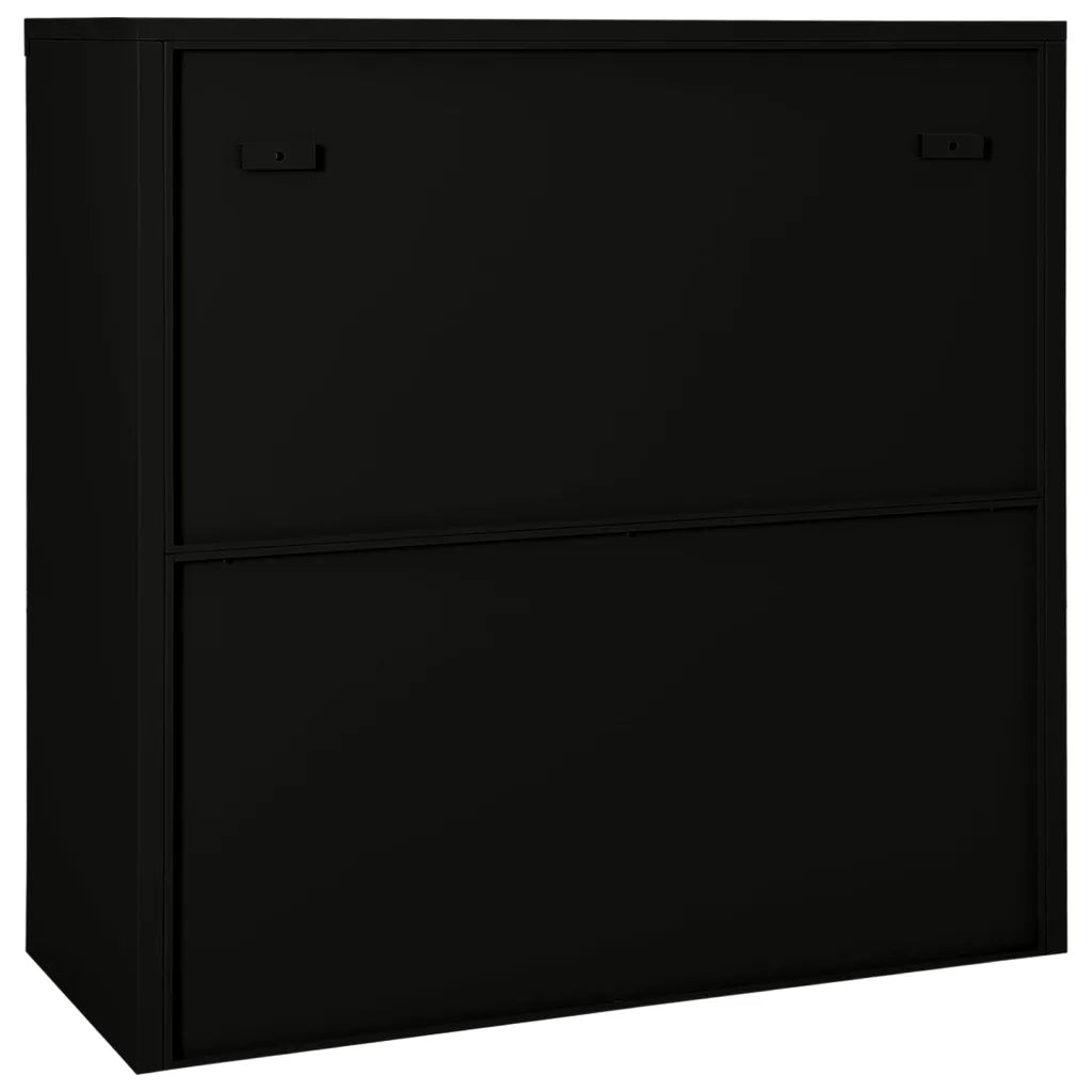Armadio con Ante Scorrevoli Nero 90x40x90 cm in Acciaio 335956