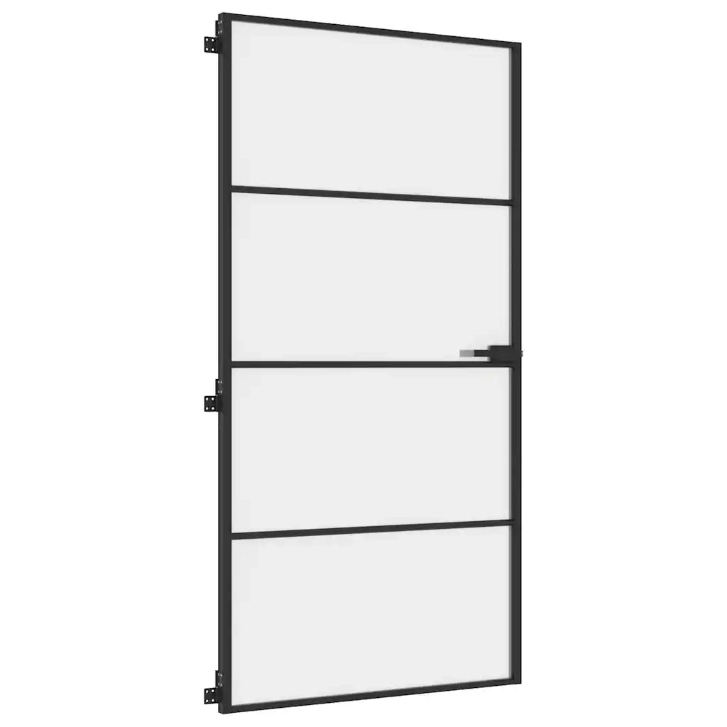 Porta Interni Sottile Nera 102,5x201,5Vetro Temperato Alluminio 155123
