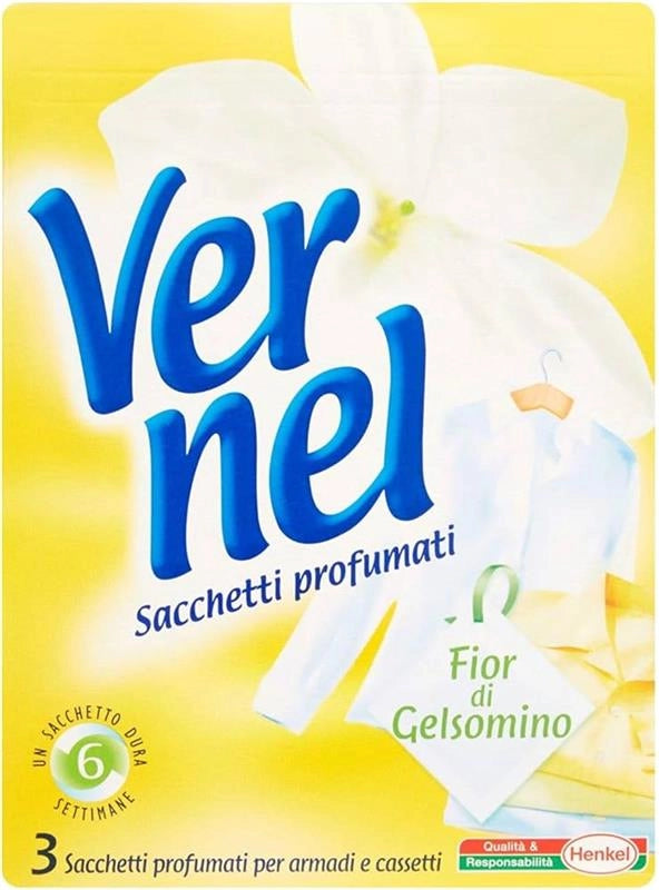 VERNEL SACCHETTI PROFUMATI FIORI DI GELSOMINO PER ARMADI E CASSETTI 3 PEZZI