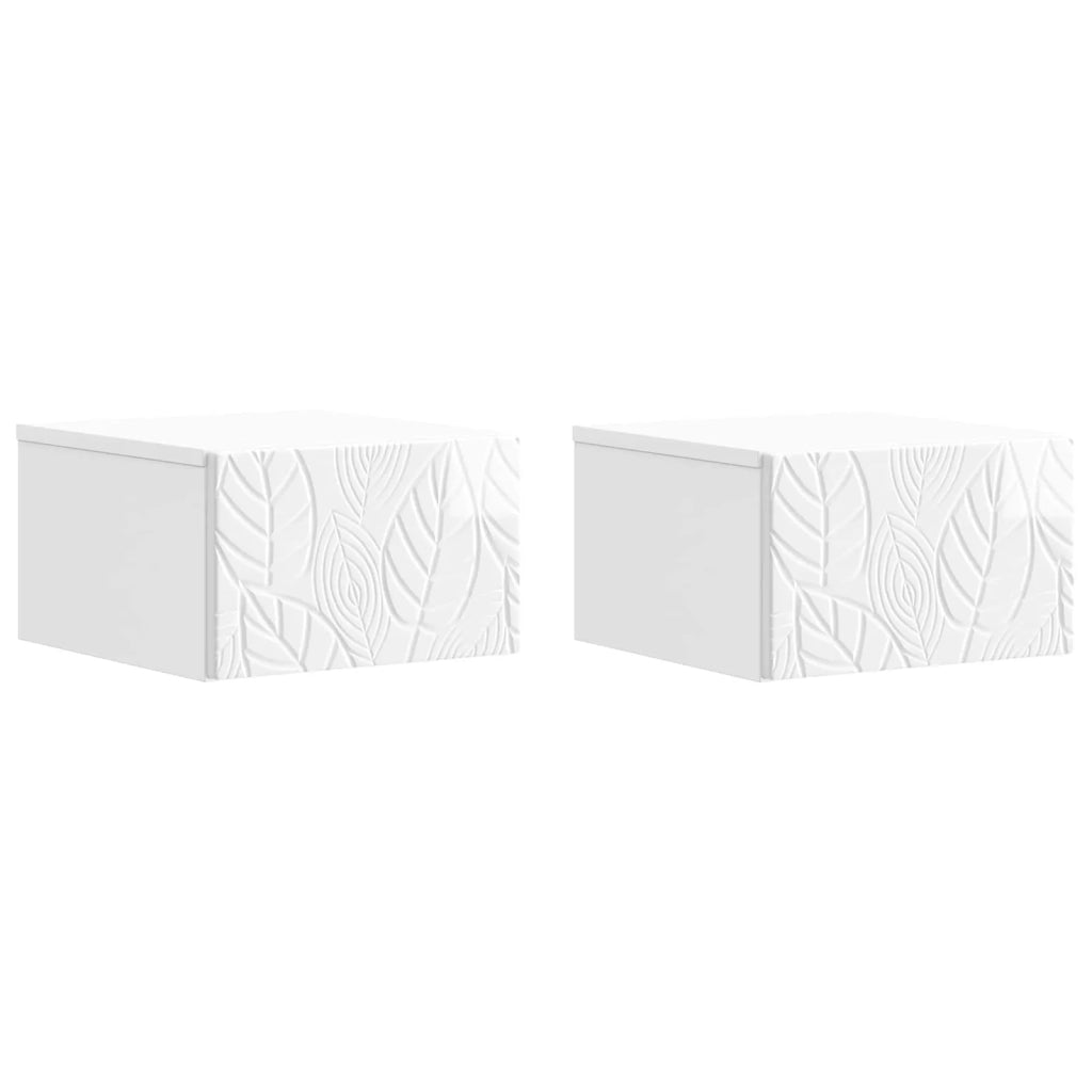Tavolino da Parete Laterale 2 pz Bianco Lucido 898774