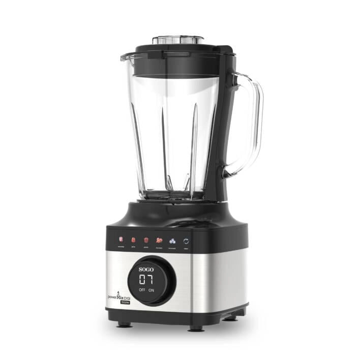 Frullatore con caraffa in vetro 1,5L, 1500W, 6 lame acciaio inox, display touch digitale, 6 programmi automatici - SOGO