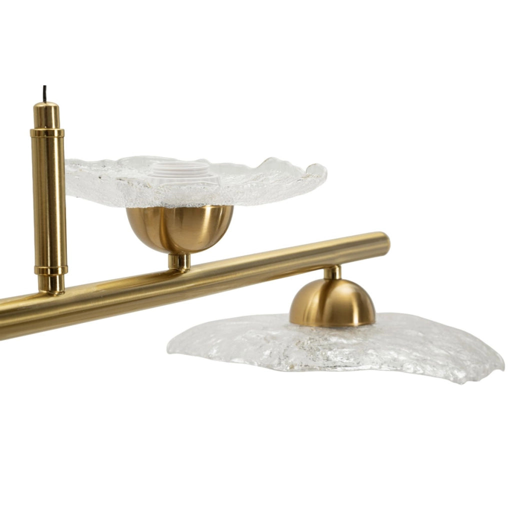 Lampadario EMILY in metallo dorato e vetro trasparente