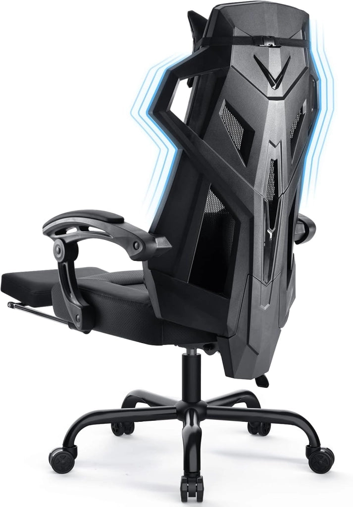 Sedia da ufficio, ergonomica, da gioco, girevole, supporto lombare regolabile, per proteggere la schiena, con braccioli di collegamento, ruote mute bianca