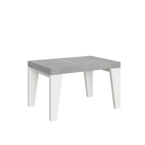Tavolo Allungabile 130/234x90x77 cm Naxy Mix piano Cemento gambe Bianco Frassino