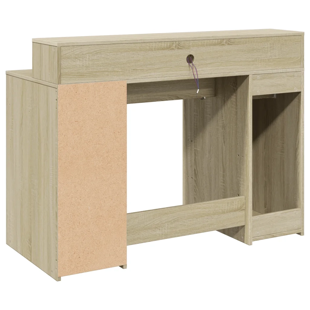 Scrivania con Luci LED Rovere Sonoma 120x55x91cm in Multistrato 3309413