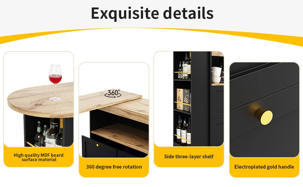 Tavolo bar girevole 360¡ã - Zephmum- 105x39x102 cm - 4 cassetti e ripiani aperti