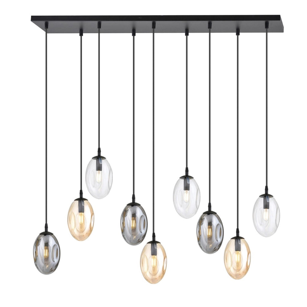 Lampada a sospensione ASTRAL con paralumi in vetro multicolore