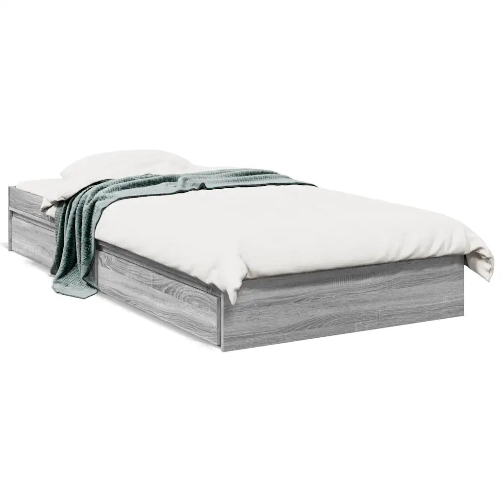 Giroletto Cassetti-Struttura Letto con contenitore Grigio Sonoma 90x190 cm Legno Multistrato 919644