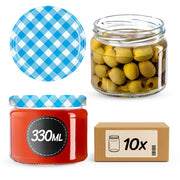 KADAX Sonka barattoli di vetro 330ml 10pz 82mm + coperchio "Blue Lattice"
