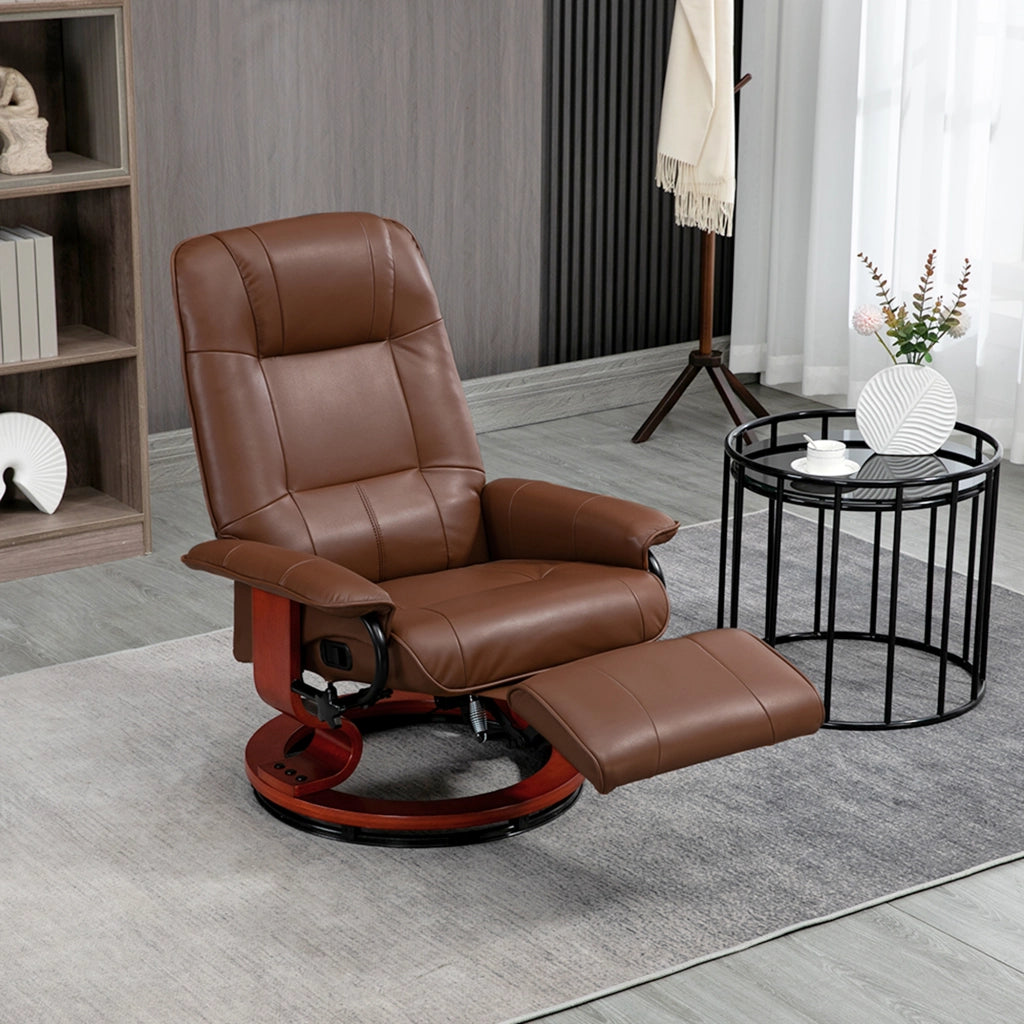 Poltrona Relax Reclinabile 360¡ã Girevole ¨C Zephmum ¨C Pelle Sintetica Marrone