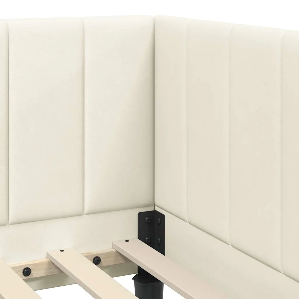 vidaXL Cornice del letto ad angolo Crema 80 x 200 cm Velluto