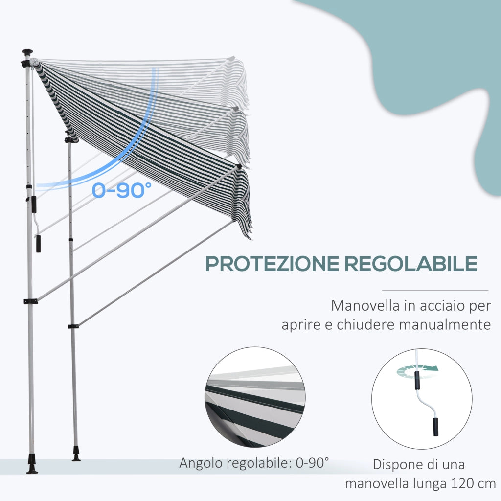 EasyComfort Tenda da Sole da Esterno 2x1.5m a Rullo con Manovella, Altezza e Angolazione Regolabile, Bianco e Verde