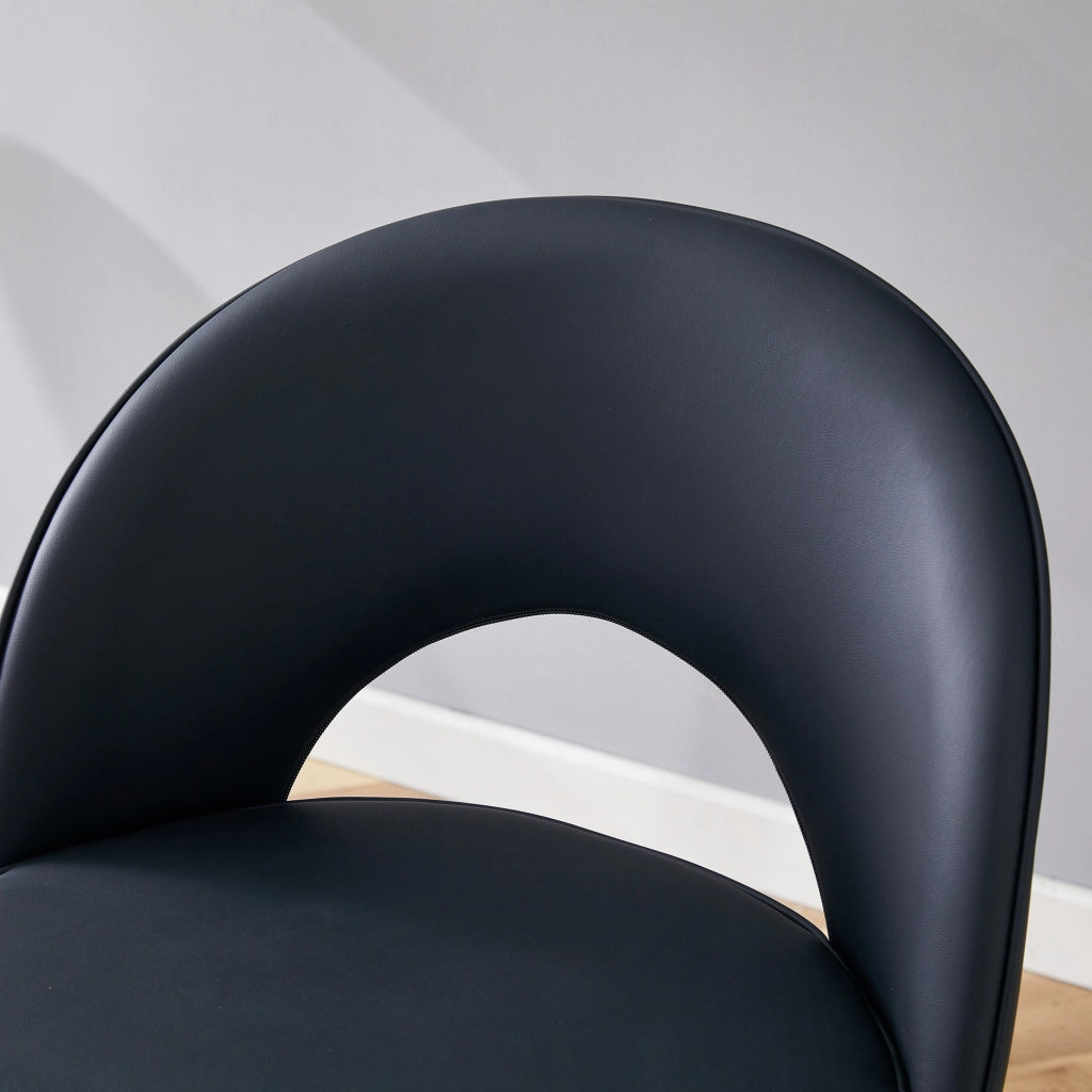 Sgabello da bar girevole 360° con schienale traforato e seduta in PU, struttura in metallo, moderno nero e oro