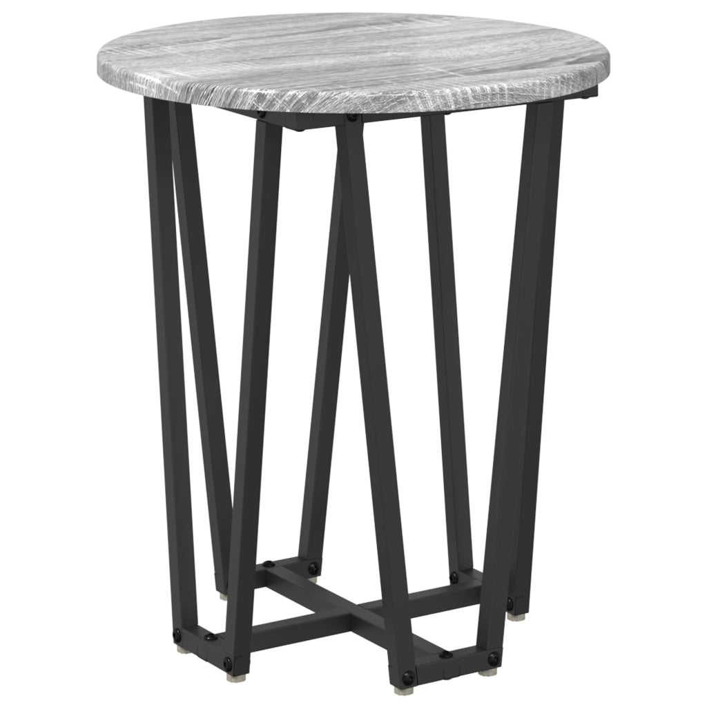 Set di 2 tavolini Grigio Sonoma in legno ingegnerizzato e metallo