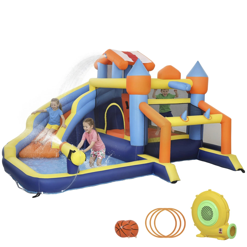 Castello gonfiabile 8 in 1 con scivolo e piscina ¨C zephmum ¨C Multicolore
