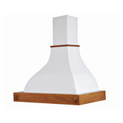 Cappa cucina rustica bianca DIAMANTE con cornice in legno intarsio cm 90