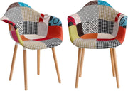 GrandCA HOME Set di 2 Sedie da Pranzo Moderne con Braccioli, Gambe in Faggio, Sedie da Cucina Patchwork Nordiche per Cucina, Soggiorno, Sala da Pranzo, Camera da Letto (Rosso)