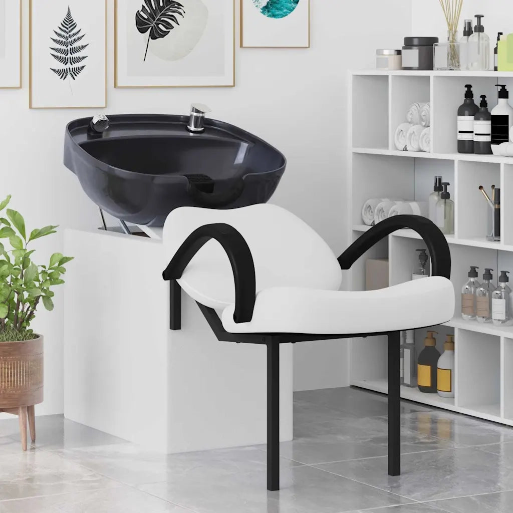 Sedia per Shampoo Bianco e Nero 136 x 60 x 92 cm PVC