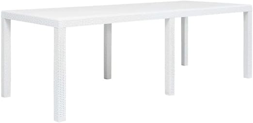 Tavolo da giardino 8 posti allungabile 150/240x90x72h cm in plastica effetto rattan colore bianco Tomaino